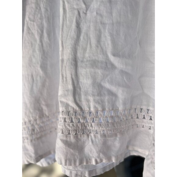 NEW Lafayette 148 White Boho Chic Tunic Top M 100% Linen Front Button Pockets - Picture 11 of 12